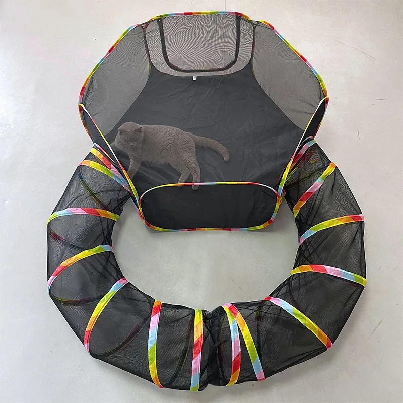 Foldable Pet Playpen & Tunnel – Safe Indoor/Outdoor Fun